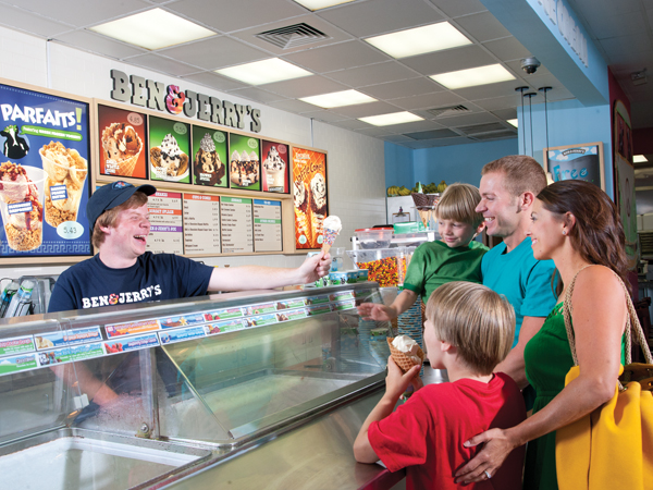 I scream, you scream, we all scream for ice cream! Luckily you only have to scream on the way to the on-site Ben 7 Jerry's ice cream parlor.