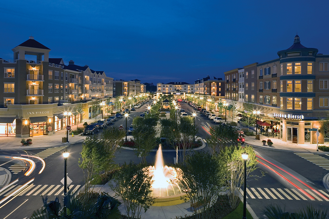 Aerial View of Market Commons at Night