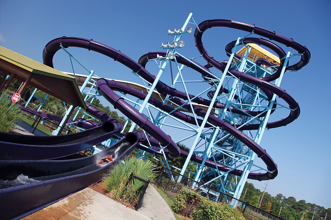 Two big water slides at Myrtle Waves Water Park