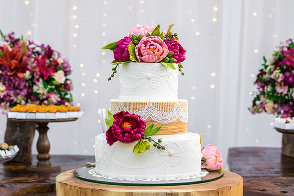 Wedding Cake with Flowers on it