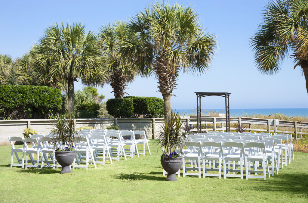 Breakers Wedding area outside on grass