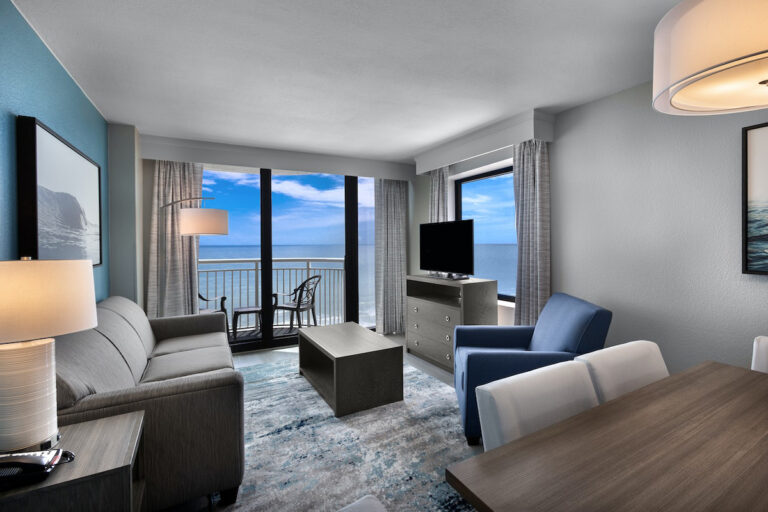 Sailfish Tower Oceanfront Deluxe 2 Bedroom Condo Living Room