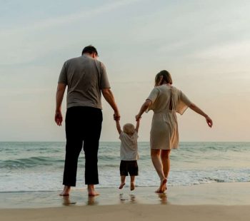 family on beach