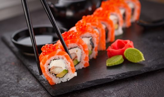 sushi roll on plate